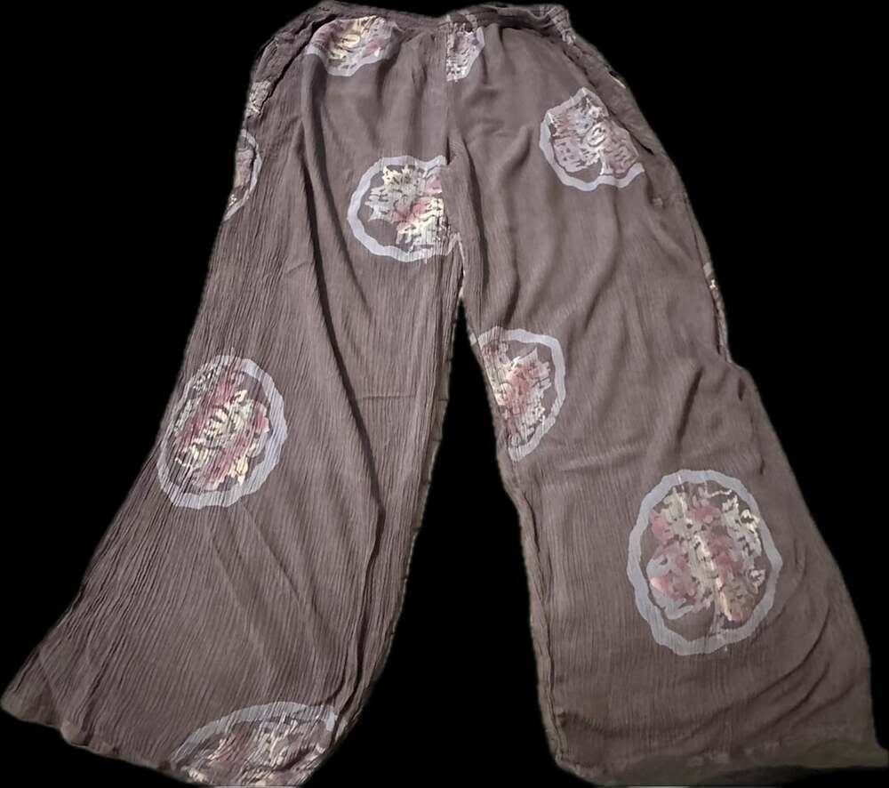 Mission Canyon Santa Barbara Wide Leg Boho Pants One Size Crinkle Floral Lounge
